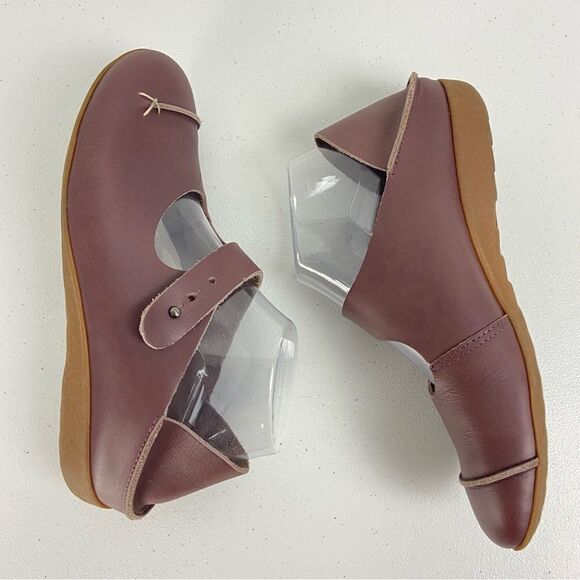 Woman’s Purple Leather Japanese Mary Jane Flats Minimalist Simplistic Size 39 - Picture 6 of 13